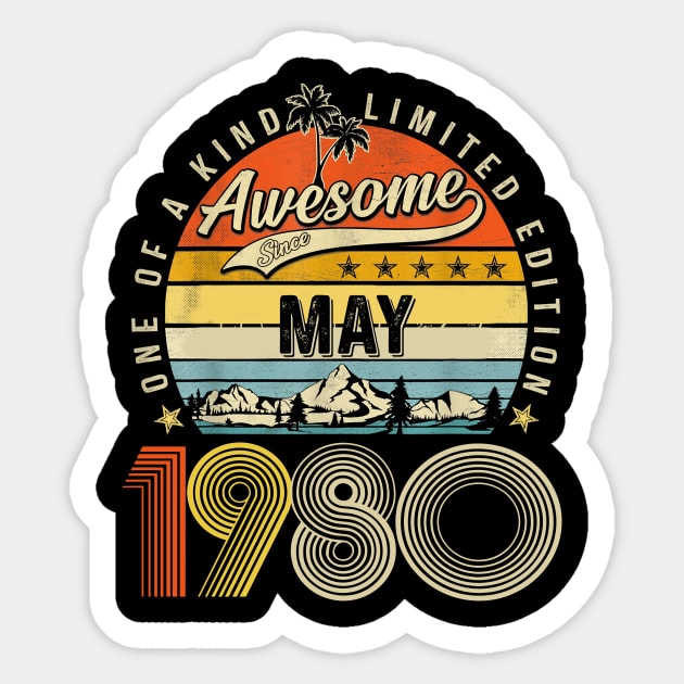 Awesome Since May 1980 Vintage 43rd Birthday Sticker by Centorinoruben.Butterfly